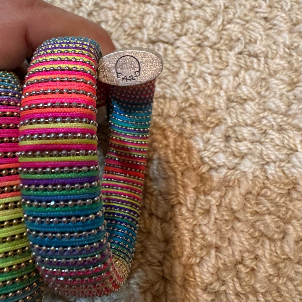 Carolina bucci caro lurex cuff in tye dye never worn. One is gold and one silver - Picture 3 of 4